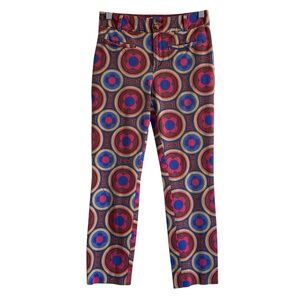 Anthropologie Essential Slim Printed Ankle Pants Size 2 Retro Mod